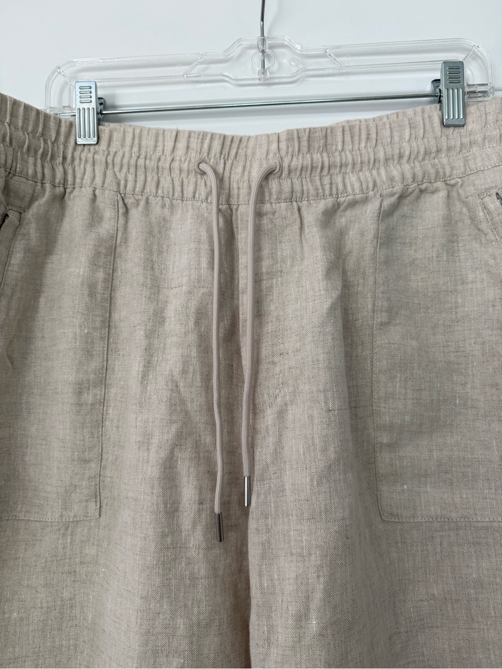 Athleta Retreat High Rise Wide Leg Linen Pants Natural Beige Women's XL - Picture 3 of 10